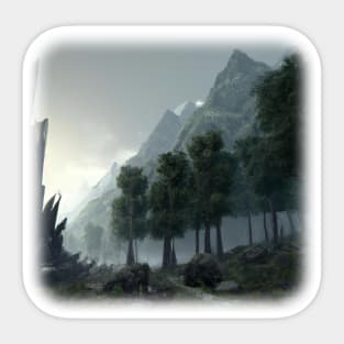 Beautiful landscape in the fog Sticker